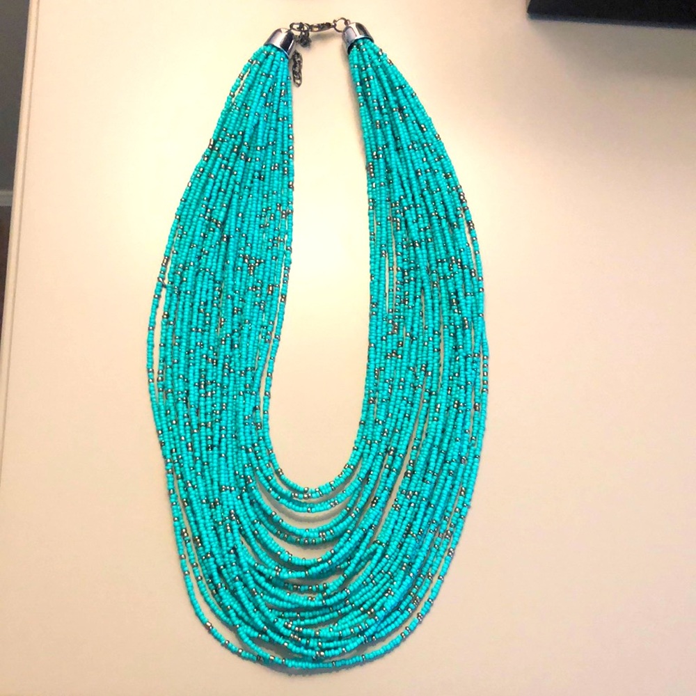 Turquoise Seed Beads Necklace